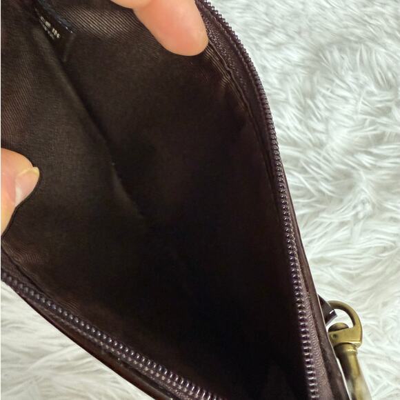 y2k COACH Brown Signature Canvas Studs Wristlet - Picture 5 of 6